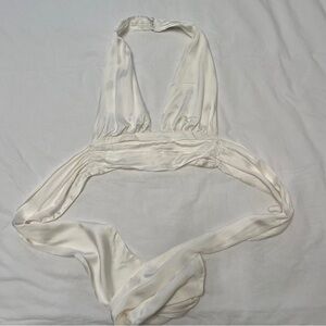 White silky halter top